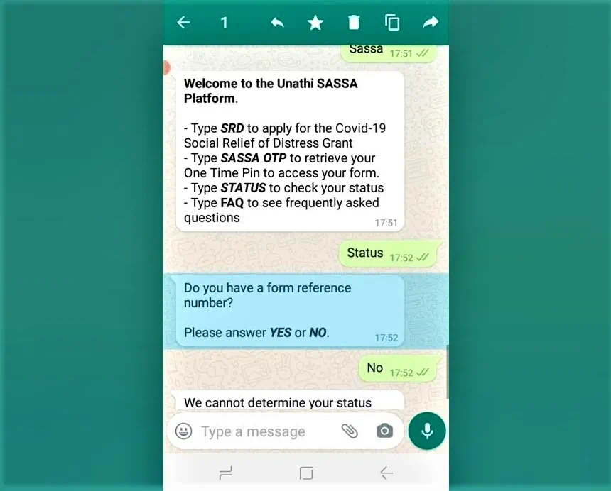 SASSA WhatsApp Number 2 Status Check on SASSA WhatsApp Number, Infographics of steps, live char details to explain the method, how to use Sassa whatsapp to check Sassa Status with SMS for approved payment
